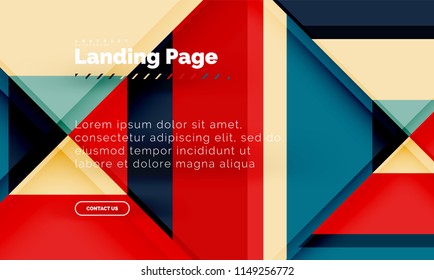 Square shape geometric abstract background, landing page web design template. Vector illustration