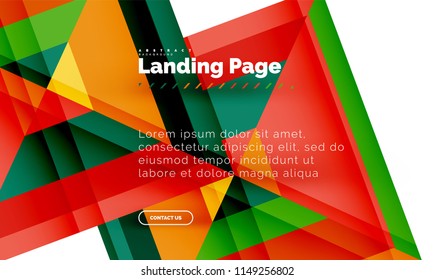 Square shape geometric abstract background, landing page web design template. Vector illustration