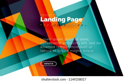 Square shape geometric abstract background, landing page web design template. Vector illustration