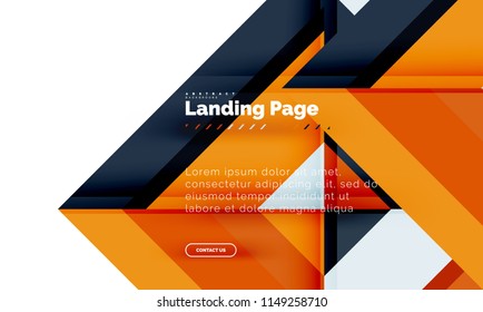 Square shape geometric abstract background, landing page web design template. Vector illustration