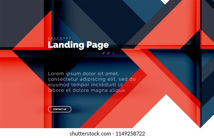 Square shape geometric abstract background, landing page web design template. Vector illustration