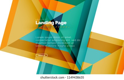 Square shape geometric abstract background, landing page web design template. Vector illustration