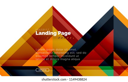 Square shape geometric abstract background, landing page web design template. Vector illustration