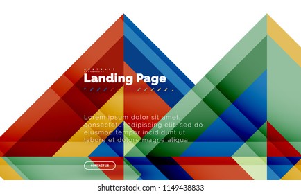 Square shape geometric abstract background, landing page web design template. Vector illustration
