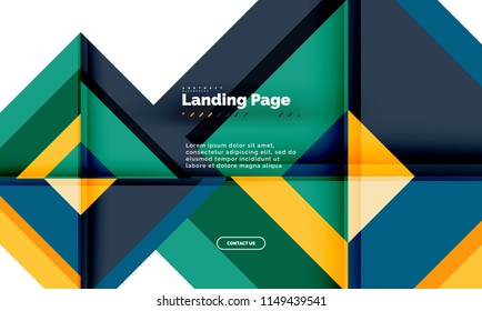 Square shape geometric abstract background, landing page web design template. Vector illustration