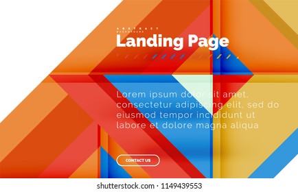 Square shape geometric abstract background, landing page web design template. Vector illustration