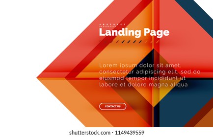Square shape geometric abstract background, landing page web design template. Vector illustration