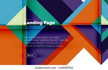 Square shape geometric abstract background, landing page web design template. Vector illustration