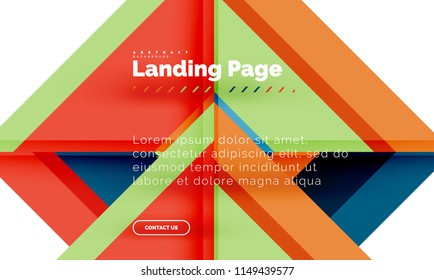 Square shape geometric abstract background, landing page web design template. Vector illustration