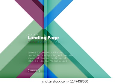 Square shape geometric abstract background, landing page web design template. Vector illustration
