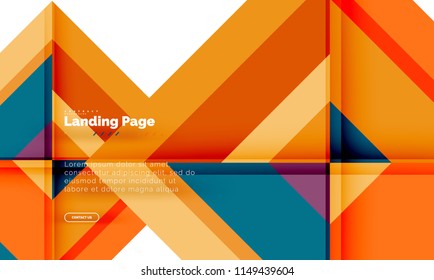 Square shape geometric abstract background, landing page web design template. Vector illustration