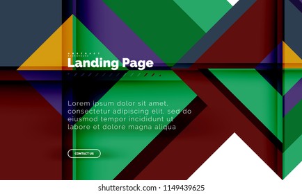 Square shape geometric abstract background, landing page web design template. Vector illustration