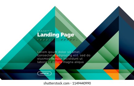 Square shape geometric abstract background, landing page web design template. Vector illustration