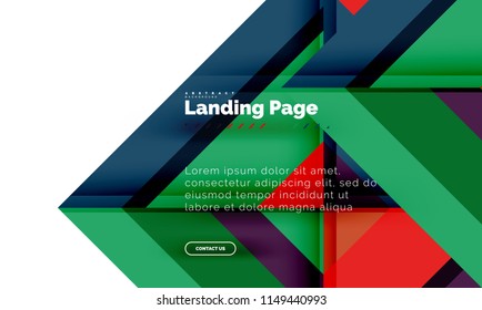 Plano de fundo abstrato geométrico quadrado, modelo de design da web de landing page. Ilustração vetorial