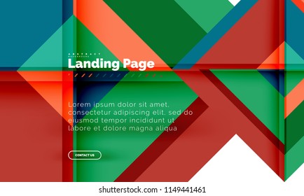 Square shape geometric abstract background, landing page web design template. Vector illustration