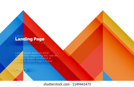 Square shape geometric abstract background, landing page web design template. Vector illustration