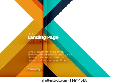 Square shape geometric abstract background, landing page web design template. Vector illustration