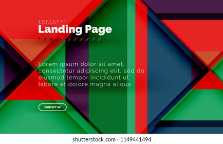 Square shape geometric abstract background, landing page web design template. Vector illustration
