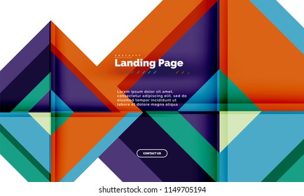 Square shape geometric abstract background, landing page web design template. Vector illustration