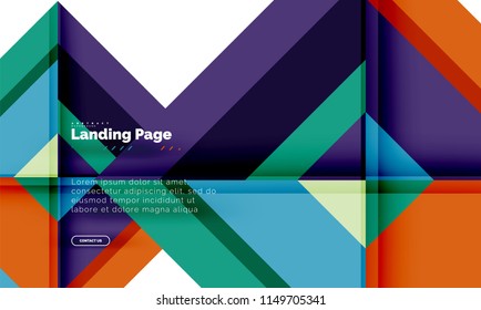 Square shape geometric abstract background, landing page web design template. Vector illustration
