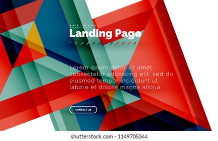 Square shape geometric abstract background, landing page web design template. Vector illustration