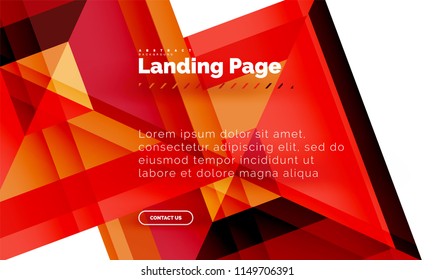 Square shape geometric abstract background, landing page web design template. Vector illustration