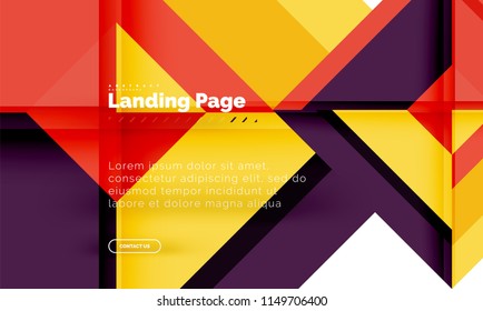 Square shape geometric abstract background, landing page web design template. Vector illustration