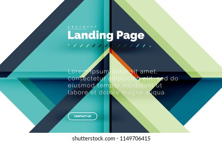 Square shape geometric abstract background, landing page web design template. Vector illustration
