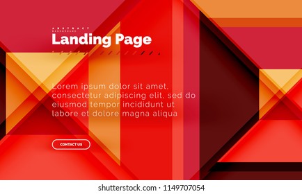 Square shape geometric abstract background, landing page web design template. Vector illustration