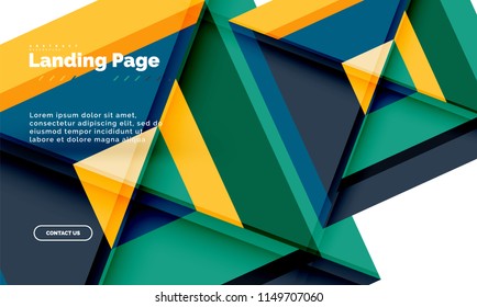 Square shape geometric abstract background, landing page web design template. Vector illustration