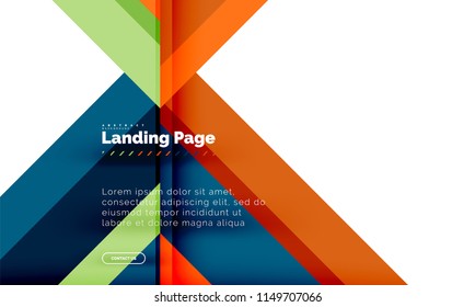 Square shape geometric abstract background, landing page web design template. Vector illustration