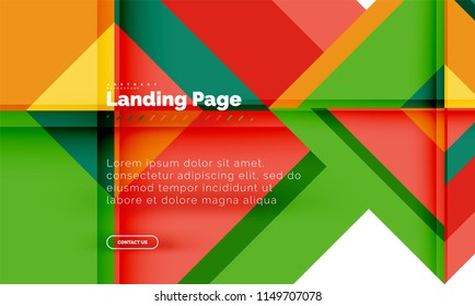 Square shape geometric abstract background, landing page web design template. Vector illustration