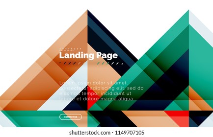 Square shape geometric abstract background, landing page web design template. Vector illustration