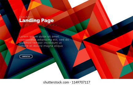 Square shape geometric abstract background, landing page web design template. Vector illustration