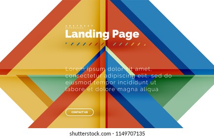 Square shape geometric abstract background, landing page web design template. Vector illustration