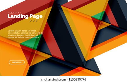 Square shape geometric abstract background, landing page web design template. Vector illustration