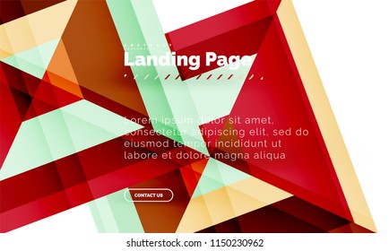 Square shape geometric abstract background, landing page web design template. Vector illustration