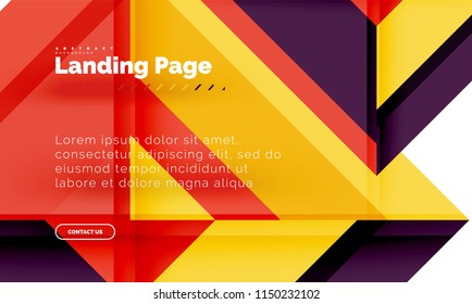 Square shape geometric abstract background, landing page web design template. Vector illustration