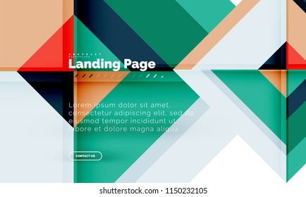 Square shape geometric abstract background, landing page web design template. Vector illustration