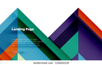Square shape geometric abstract background, landing page web design template. Vector illustration