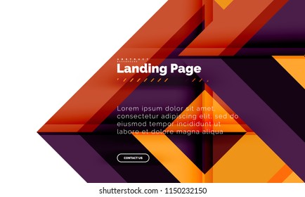 Square shape geometric abstract background, landing page web design template. Vector illustration