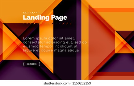 Square shape geometric abstract background, landing page web design template. Vector illustration