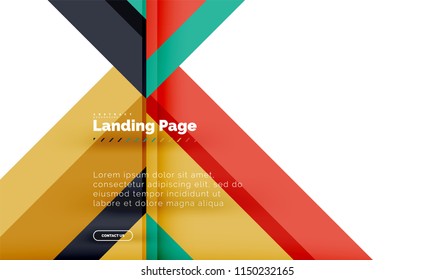 Square shape geometric abstract background, landing page web design template. Vector illustration