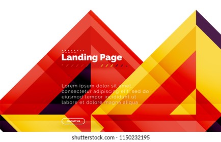 Square shape geometric abstract background, landing page web design template. Vector illustration