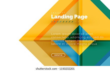 Square shape geometric abstract background, landing page web design template. Vector illustration
