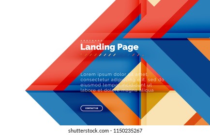 Square shape geometric abstract background, landing page web design template. Vector illustration