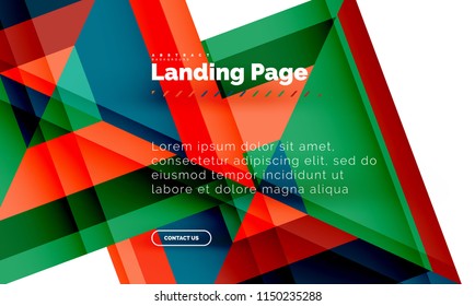 Square shape geometric abstract background, landing page web design template. Vector illustration