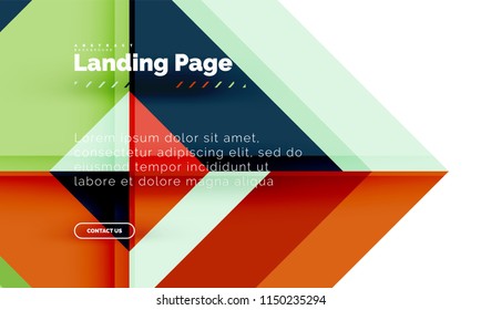 Square shape geometric abstract background, landing page web design template. Vector illustration