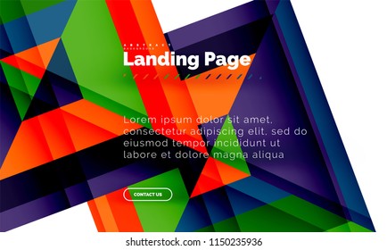 Square shape geometric abstract background, landing page web design template. Vector illustration