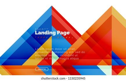 Square shape geometric abstract background, landing page web design template. Vector illustration